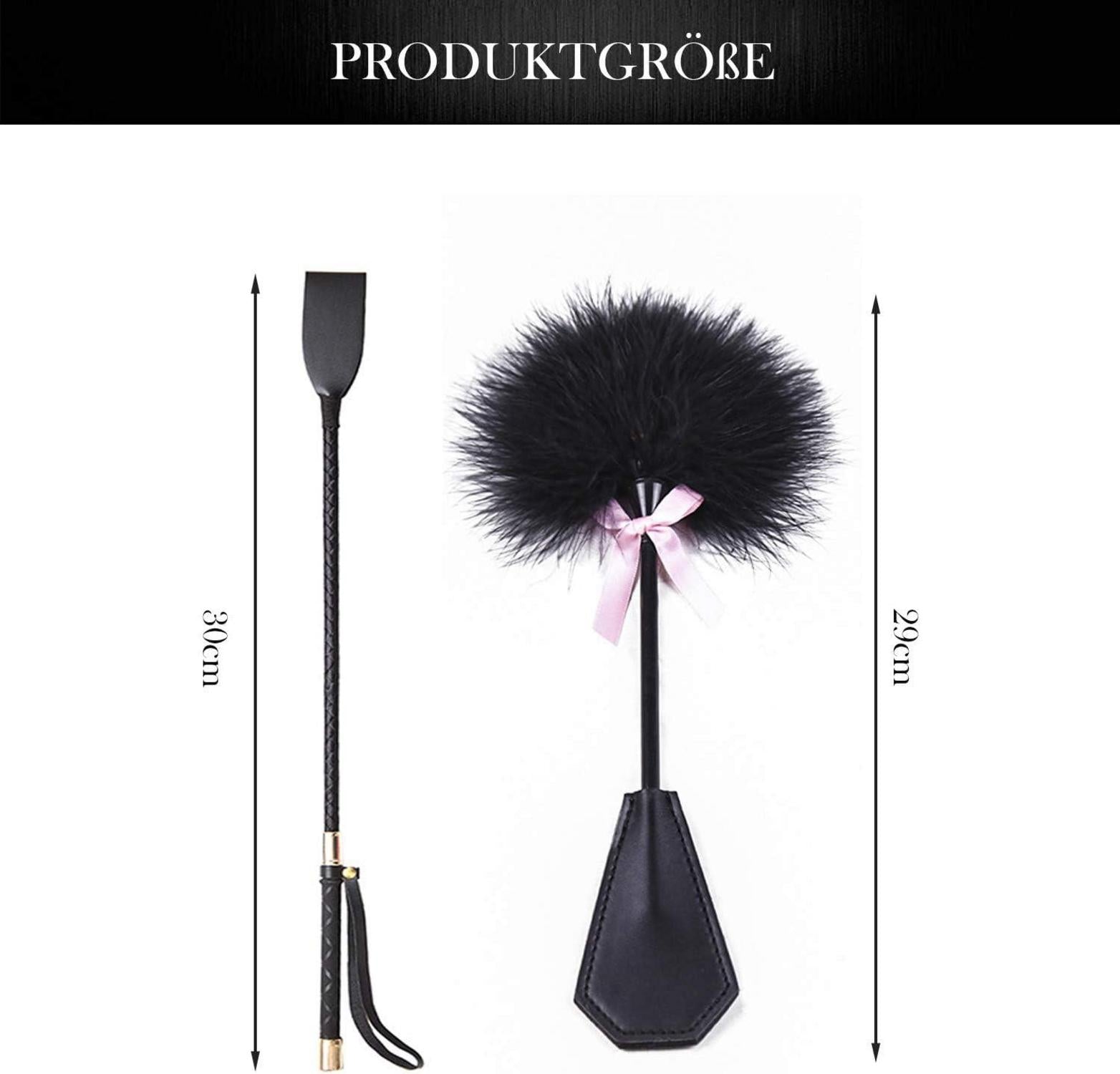 BDSM Set Reitpeitsche Federkitzler Leder Flogger Spanking Tickler