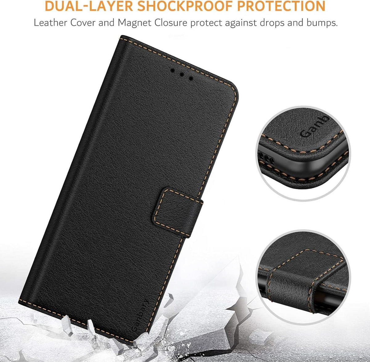 Handyhülle Xiaomi Poco F3 Premium Leder Flipcase Schwarz