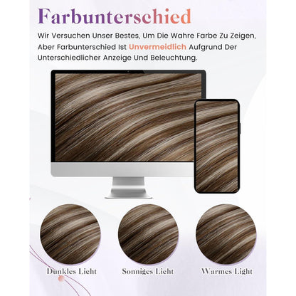 Echthaar Zopfverlängerung Braun mit Highlights 40cm