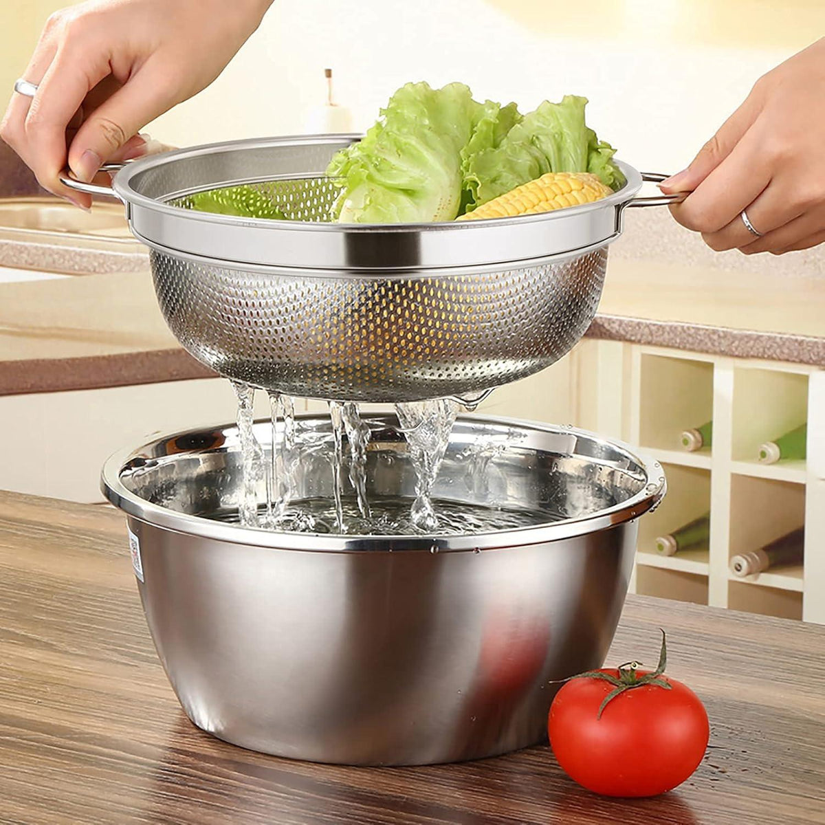 Edelstahl Nudelsieb 20cm Mikroperforiertes Abtropfsieb Obst Gemüse