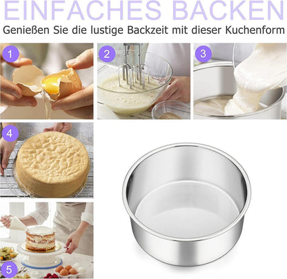 Homikit 3er Set Runde Kuchenformen 16cm Edelstahl Auslaufsicher