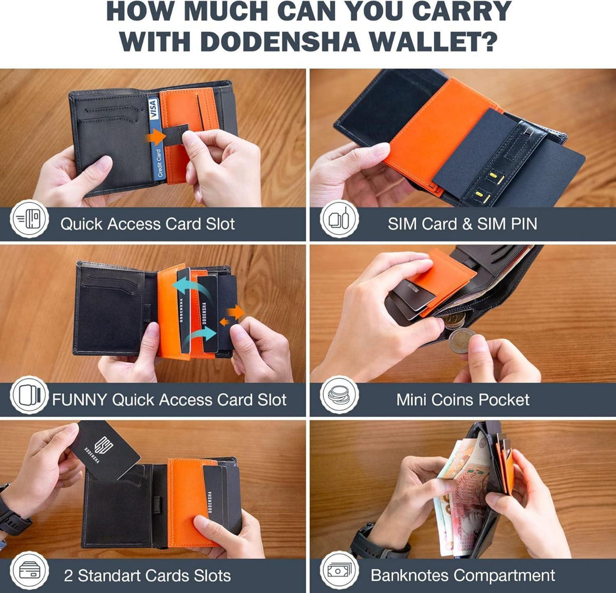 Schwarzes RFID Herren Portemonnaie Leder Slim Wallet 8-11