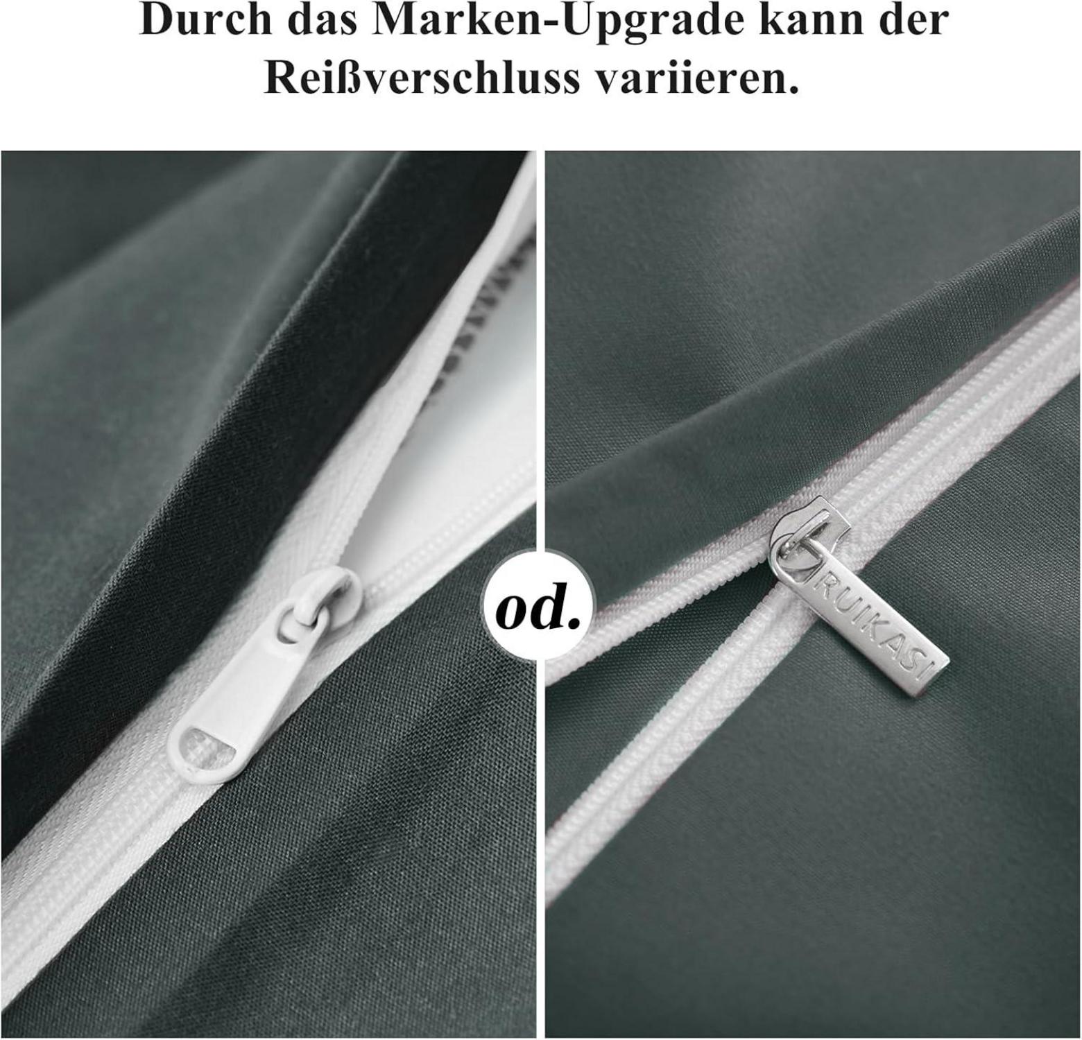 Bettwäsche Set 155x220 Grau Mikrofaser Kissenbezug Reißverschluss