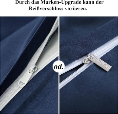 Bettwäsche Set 155x220 Dunkelblau Mikrofaser Reißverschluss - Weich & Bügelfrei