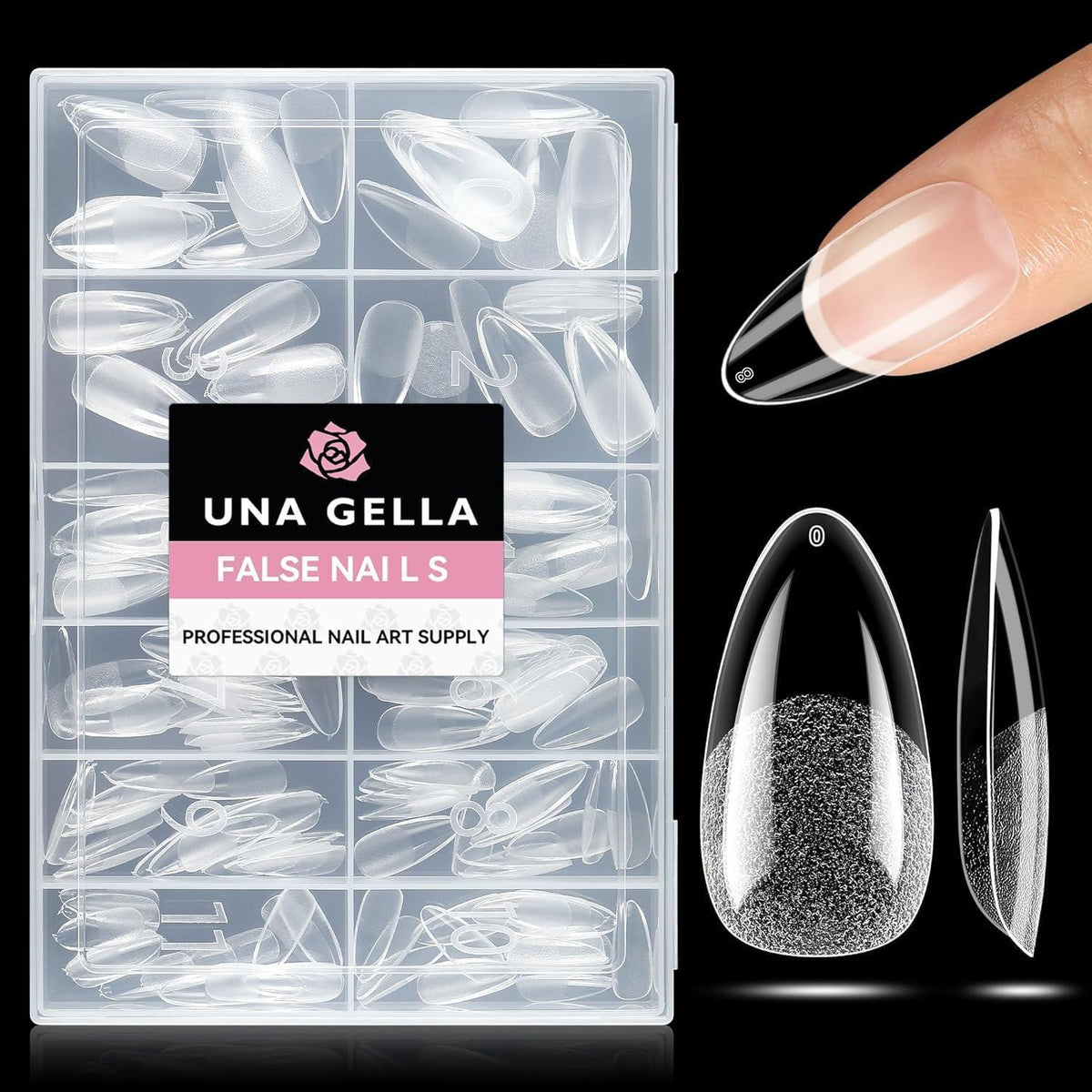 Mandel Nagelspitzen 216 Stück – 12 Größen für Gelnägel & Acryl