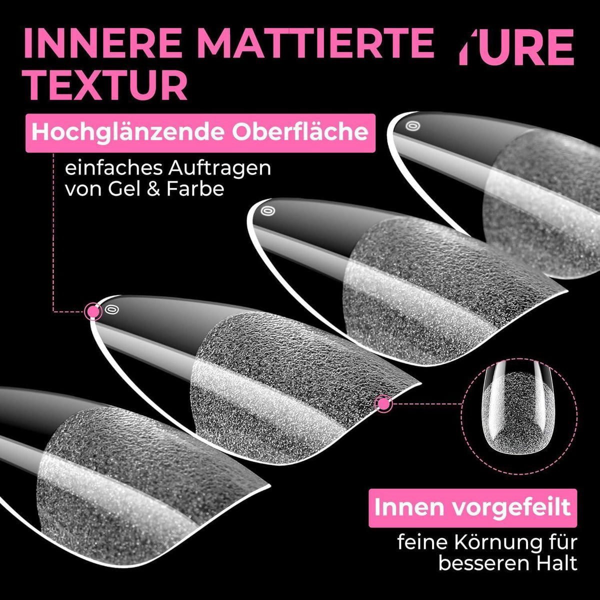 Mandel Nagelspitzen 216 Stück – 12 Größen für Gelnägel & Acryl