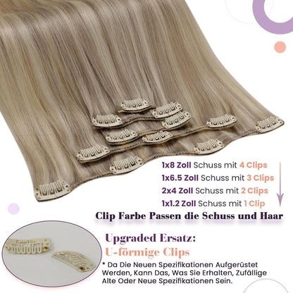 Echthaar Clip-Ins Blond Highlights 45cm - Remy Haarverlängerung