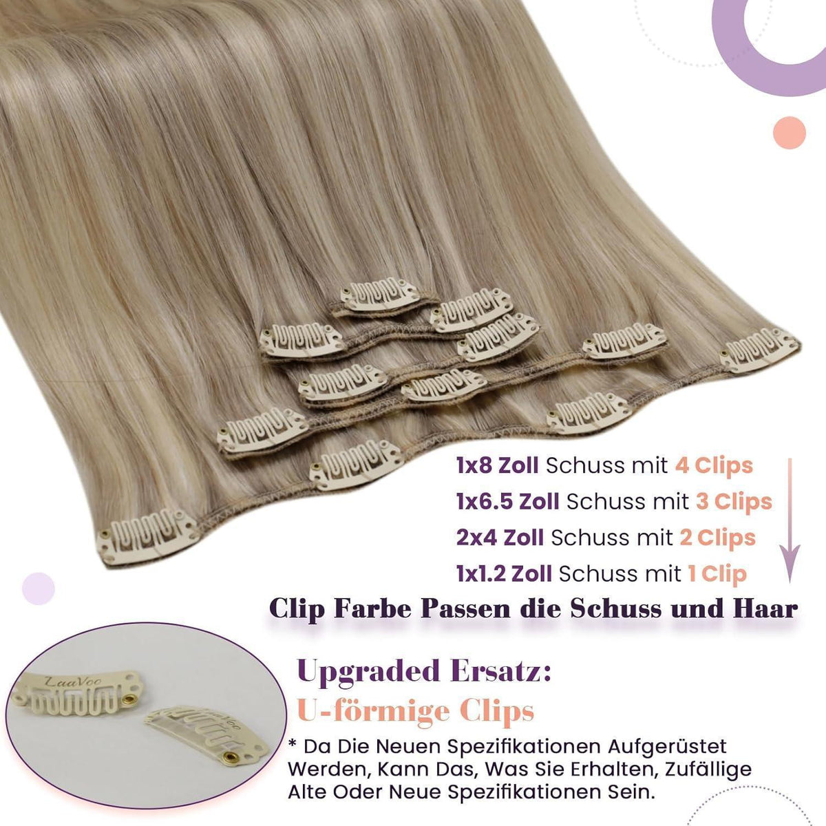 Echthaar Clip-Ins Blond Highlights 40cm - Remy Haar