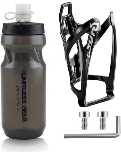 Fahrradflaschenhalter mit 21 oz Flasche und Gitter, Schwarz