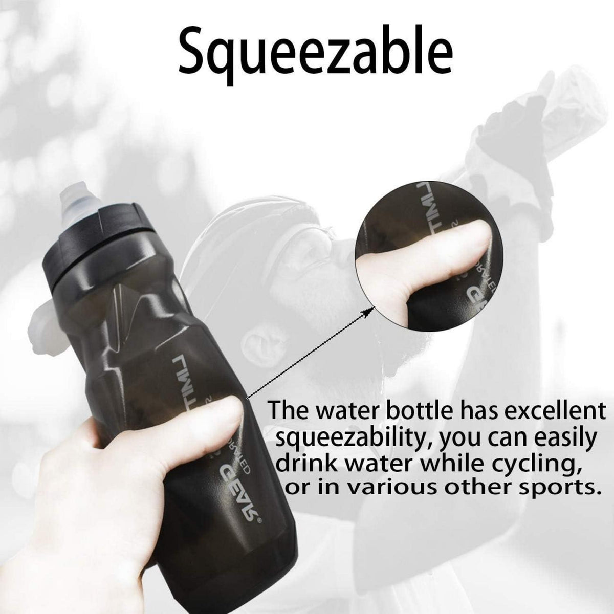 Fahrradflaschenhalter mit 21 oz Flasche und Gitter, Schwarz