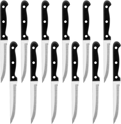 Steakmesser Set 12-teilig Edelstahl Gezackt Spülmaschinenfest