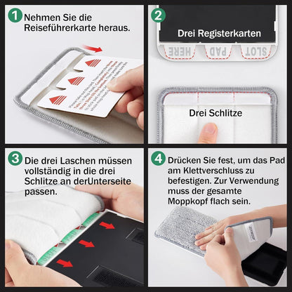 Flachmopp und Eimer Set mit Auswringfunktion, 3 Mikrofaser-Pads