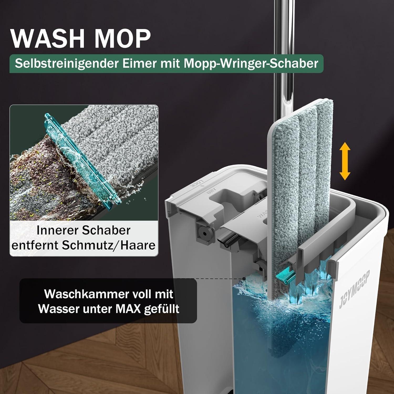 JOYMOOP Wischmopp Eimer Set mit Wringer, 3