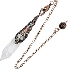 Kristall Spitze Pendel mit Vintage Kette und Stein Anhänger