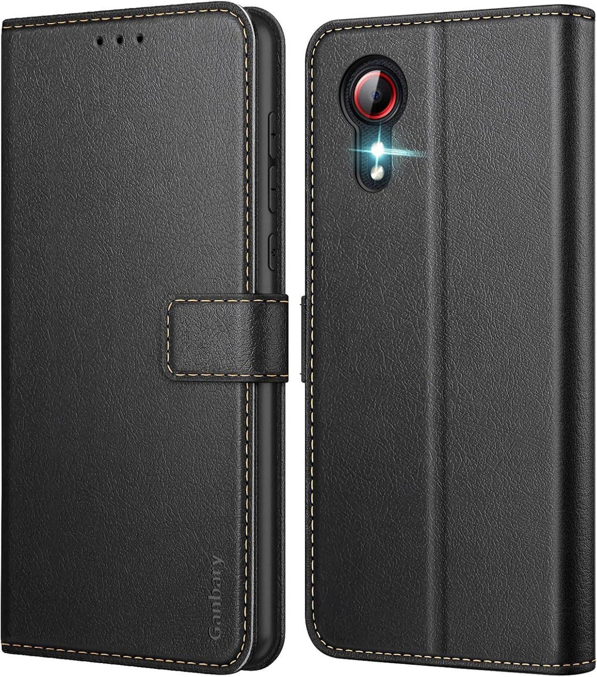 Samsung Galaxy Xcover 5 Handyhülle Schwarz Leder Flipcase