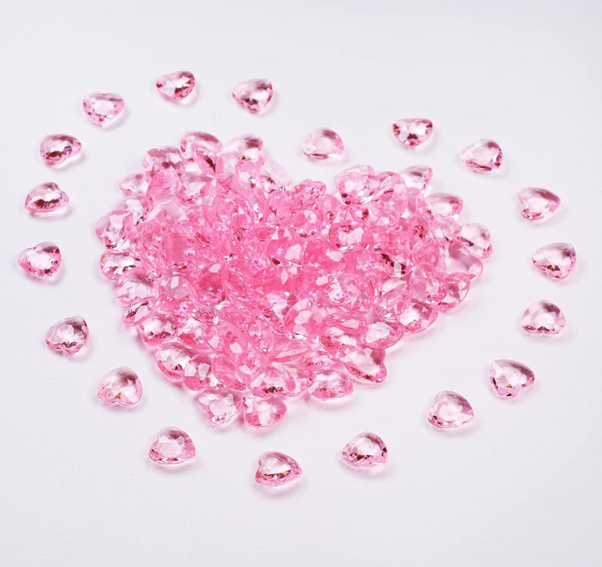 500 Stück Rosa Diamant Herzen 12mm DIY Hochzeit Deko