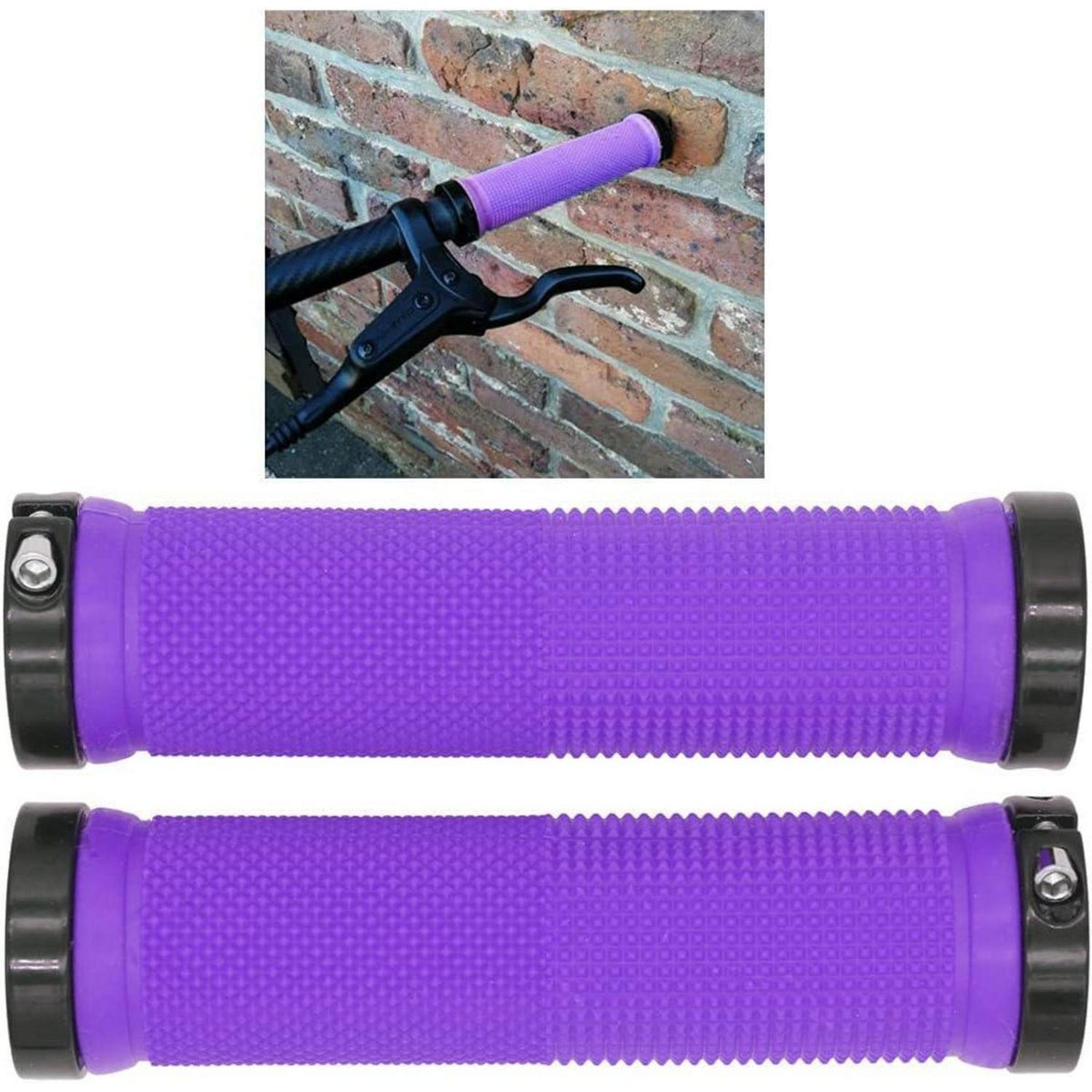 Rutschfeste Fahrrad Lenkergriffe Violett mit Endkappen & Werkzeug