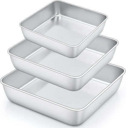 Quadratische Kuchenform 3er-Set Edelstahl Brownie Backform
