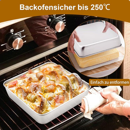 Quadratische Kuchenform 3er-Set Edelstahl Brownie Backform Spülmaschinenfest