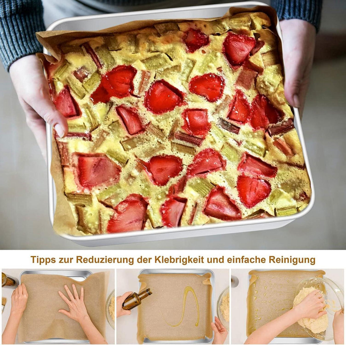 Edelstahl Quadratische Kuchenform 3er-Set Backform Brownie Lasagne