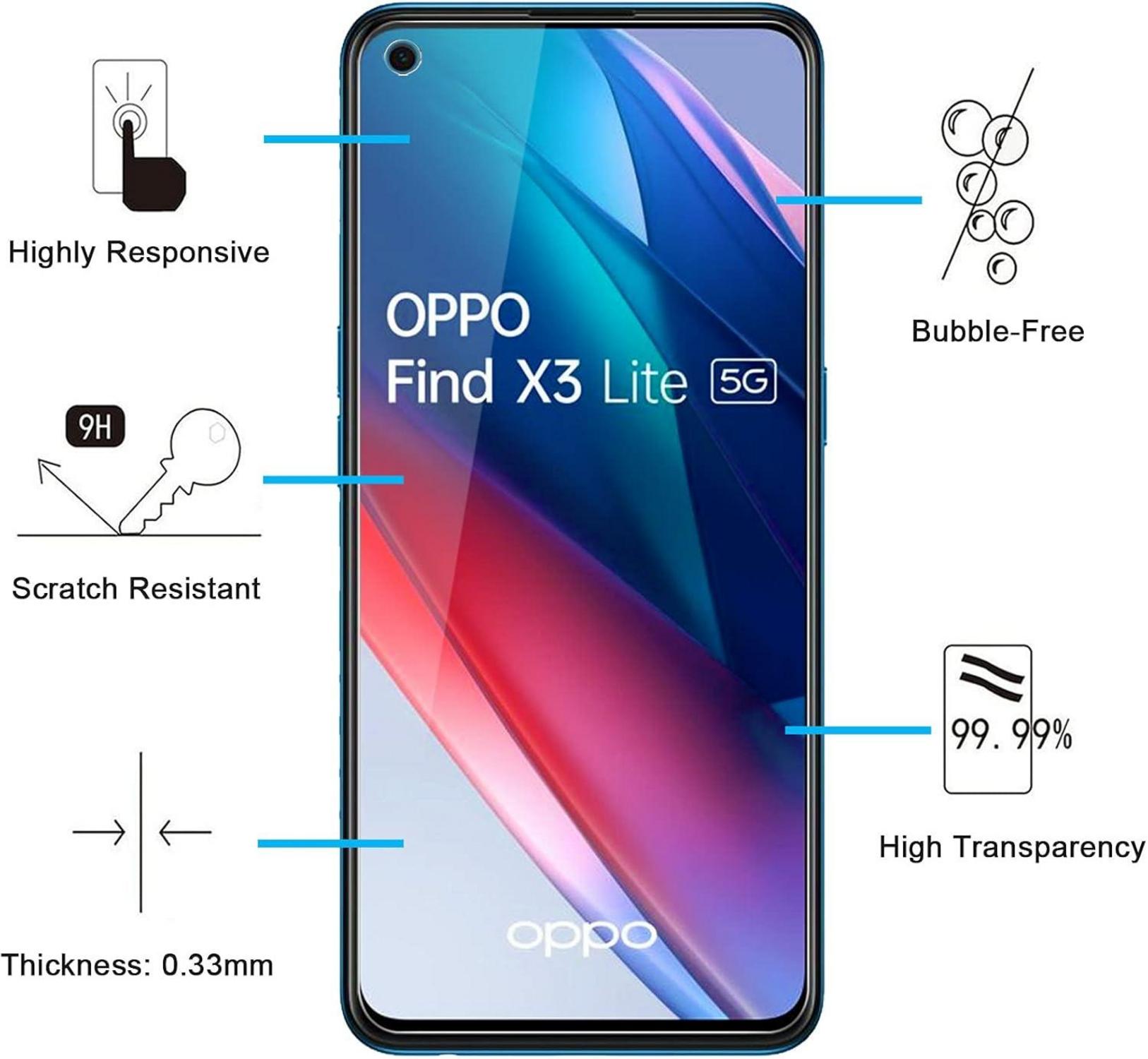 Panzer Schutz Glas Oppo Find X3 Lite 3 Stück 9H Härte