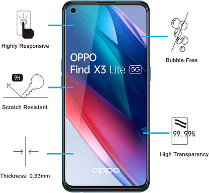 Panzer Schutz Glas Oppo Find X3 Lite 3 Stück 9H Härte