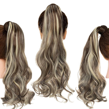 Gewellter Pferdeschwanz Clip-in Haarverlängerung Chestnut Brown & Blond