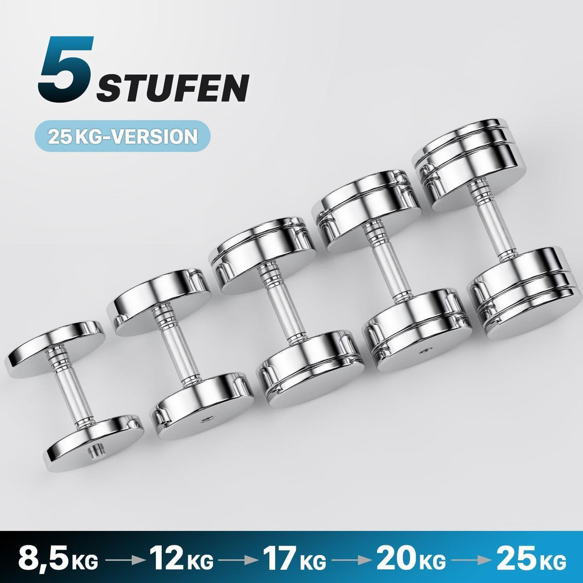 Einstellbare Stahl Kurzhantel 25kg mit Schaumstoff-Griff