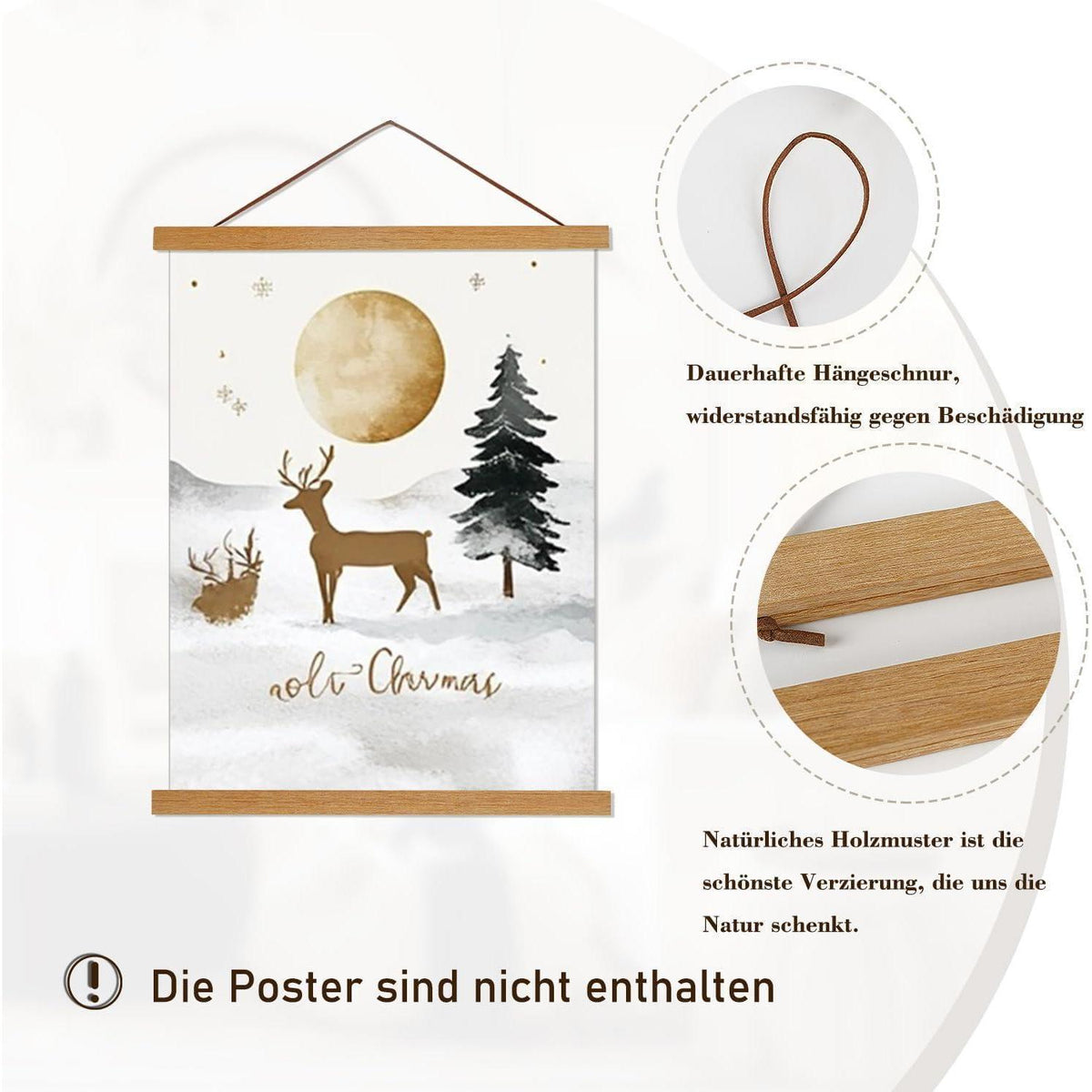 Magnetische Posterleiste Teak 120cm, Holz Bilderrahmen zum Aufhängen