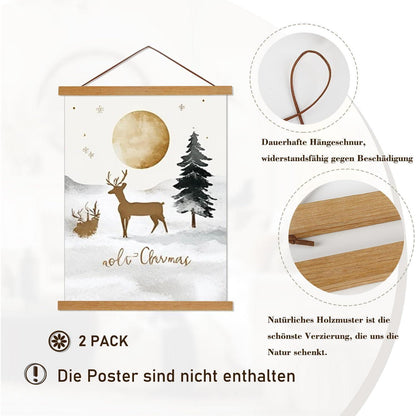 Magnetische Posterleiste Holz 100cm Teak 2er Set