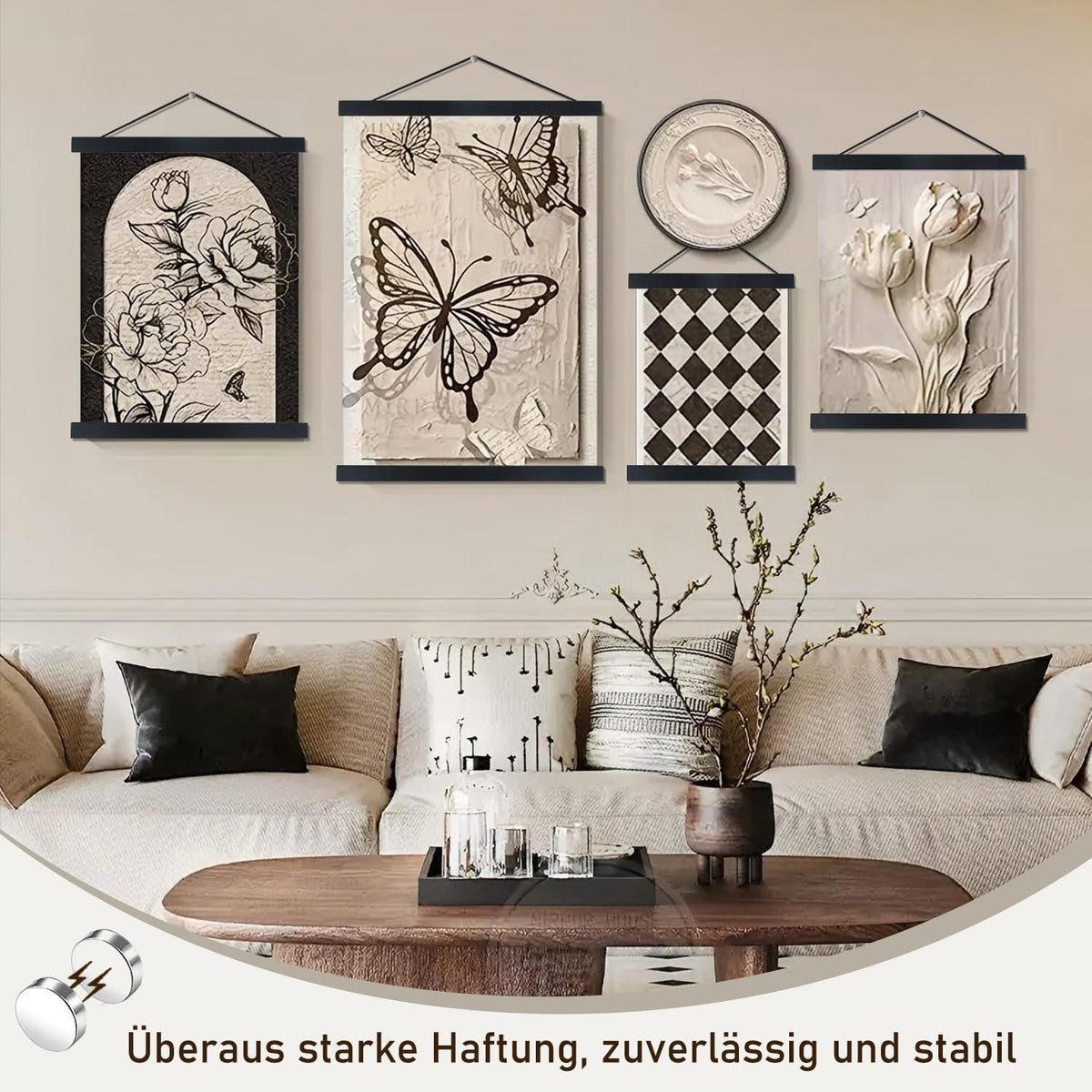 Magnetische Posterleiste aus Holz 35cm Schwarz