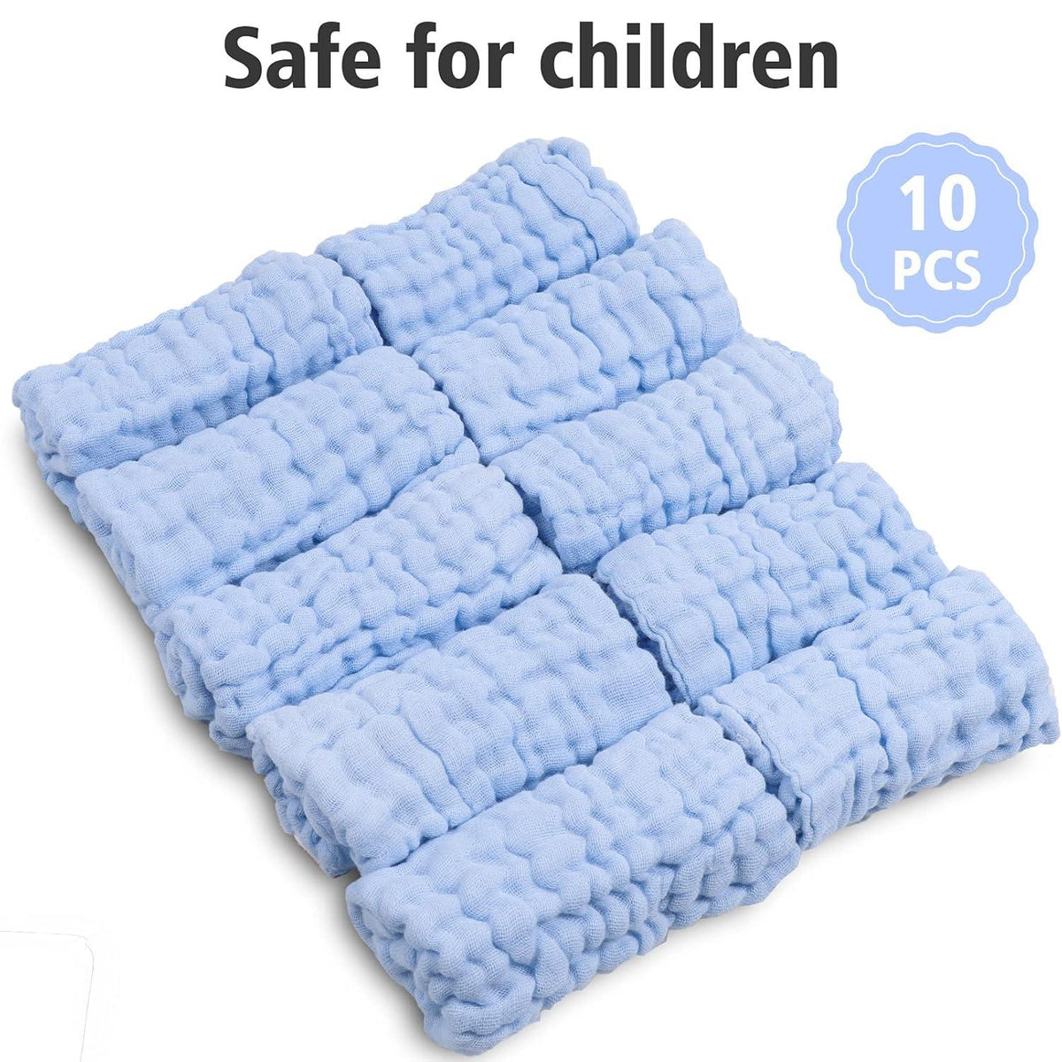10er Set Baby Musselin Waschlappen 30x30cm Bio-Baumwolle Mädchen