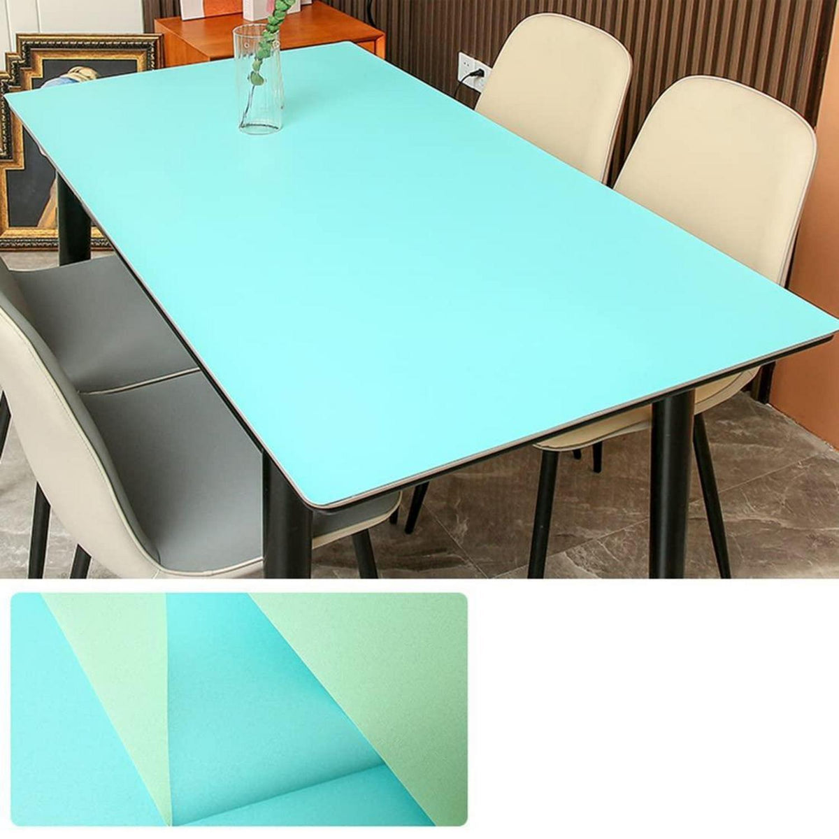 PU Tischdecke wasserdicht 90x160cm Grün Blau