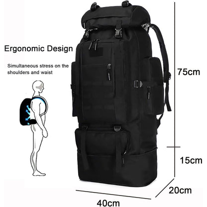 100L Trekkingrucksack Herren Wasserdicht Molle Taktisch Schwarz