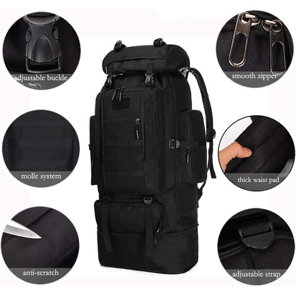 100L Trekkingrucksack Herren Wasserdicht Molle Taktisch Schwarz