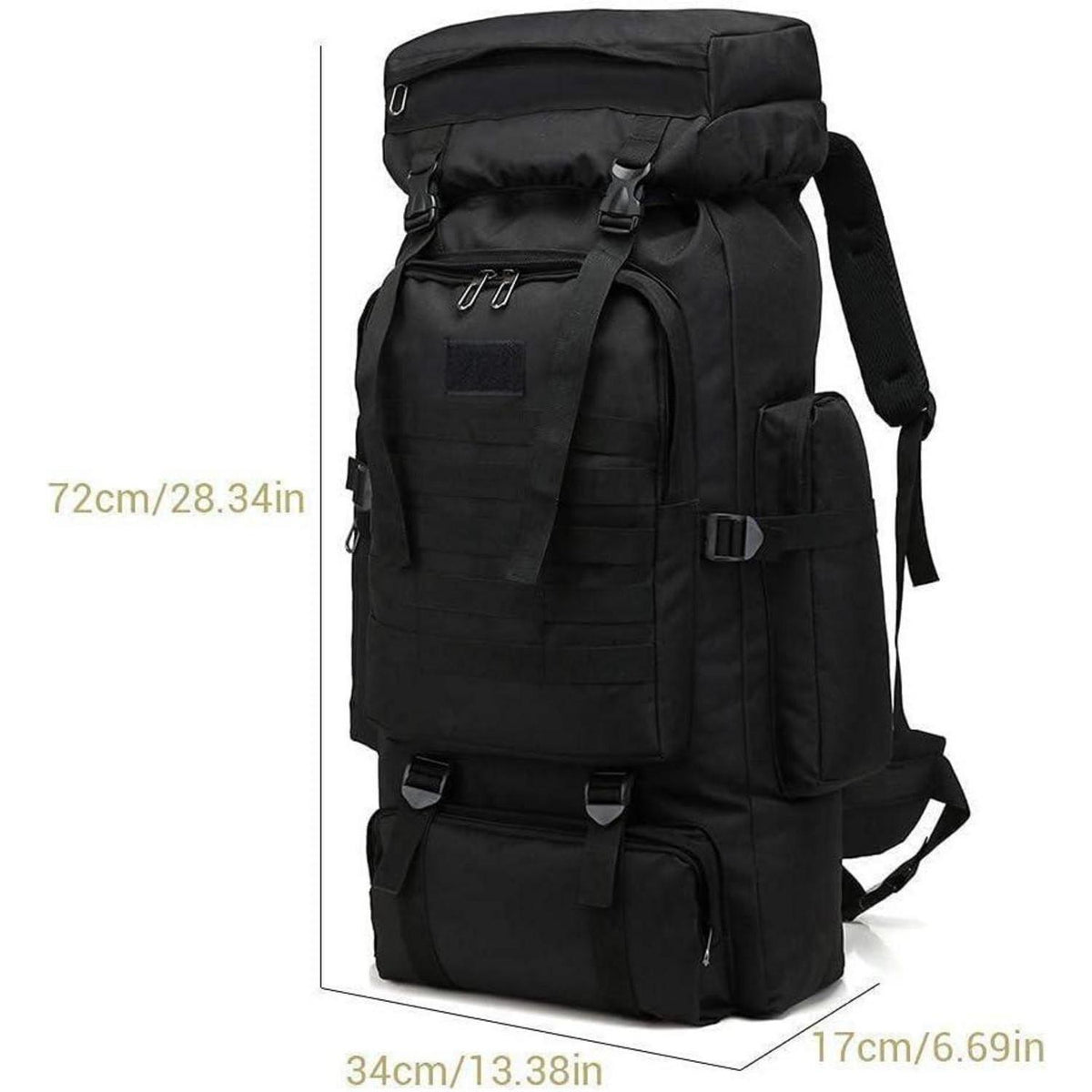 Großer Wanderrucksack 60-80L wasserdicht für Herren & Damen Schwarz