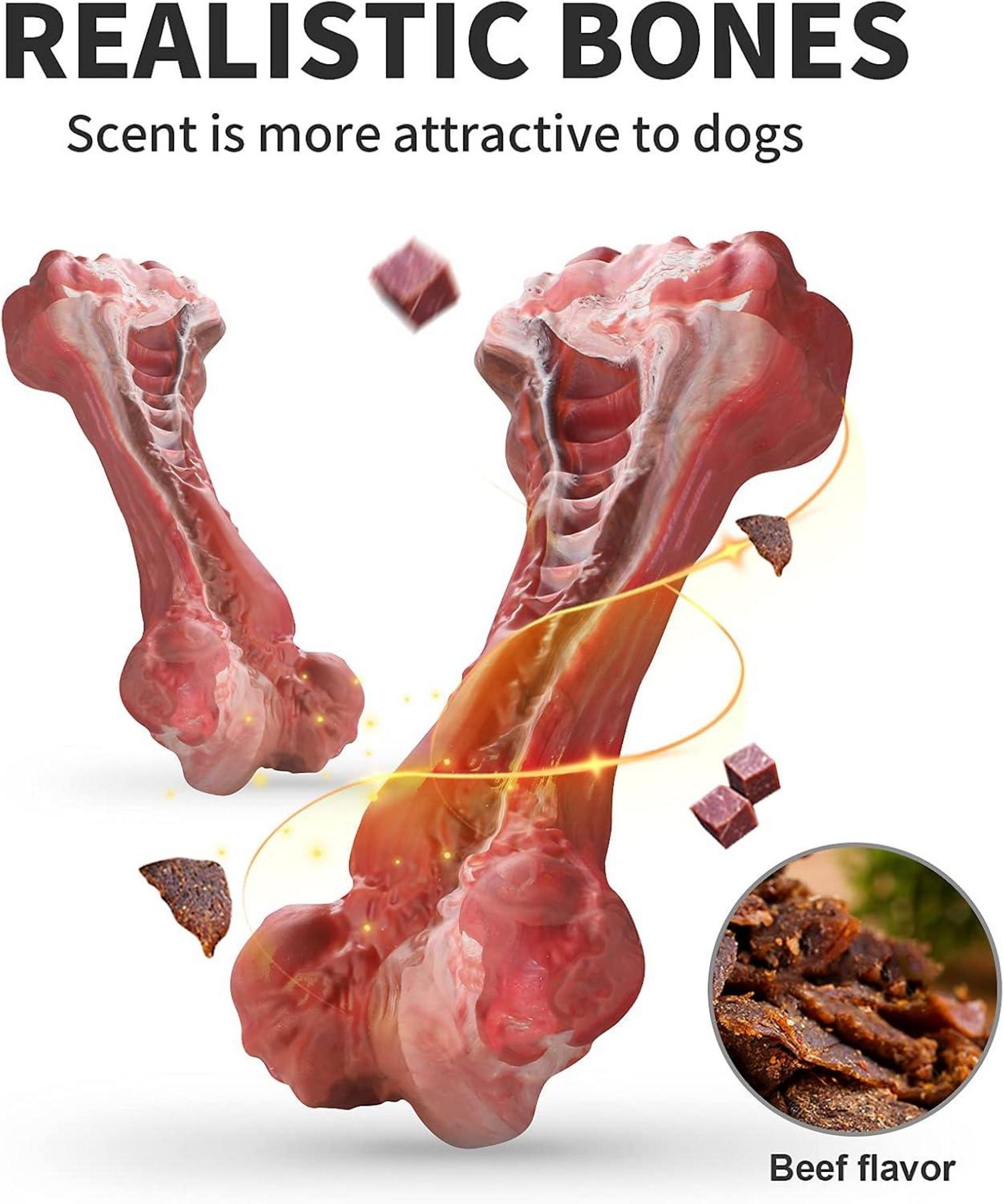 MASBRILL Hundespielzeug Knochenform Naturkautschuk für Hunde Rot Größe