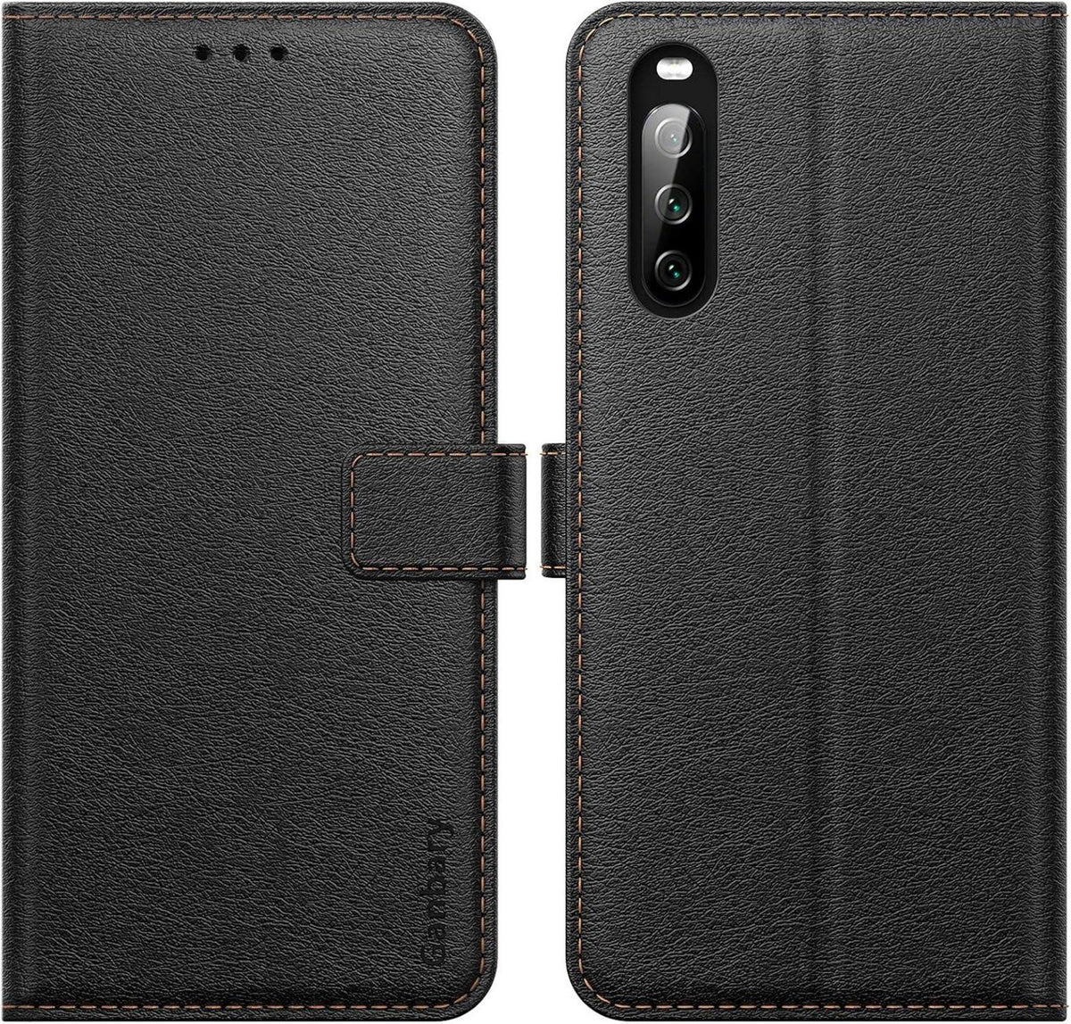 Sony Xperia 10 III Hülle - Premium Leder Flipcase Schwarz
