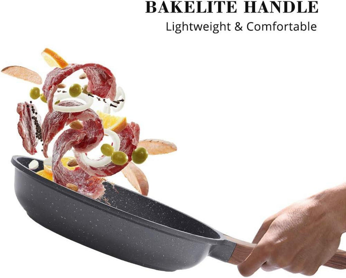 Antihaft Bratpfanne 24cm: Schweizer Granit Beschichtung, Omelette Pfanne - Gesundes Kochgeschirr - Induktion & Gasherd Geeignet, PFOA