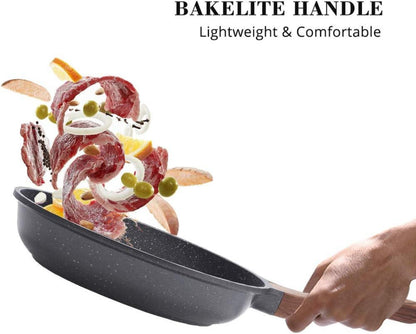 Antihaft Bratpfanne 24cm: Schweizer Granit Beschichtung, Omelette Pfanne - Gesundes Kochgeschirr - Induktion & Gasherd Geeignet, PFOA