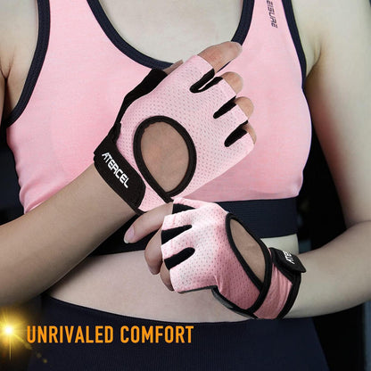 Fitness Handschuhe mit Polsterung und Zuglaschen Rosa M