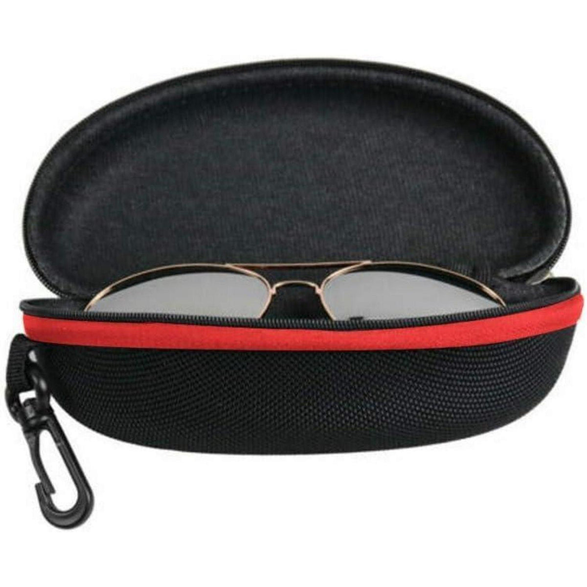 3er Set Brillenetui Hartschale mit Gürtelclip Schwarz Rot Blau