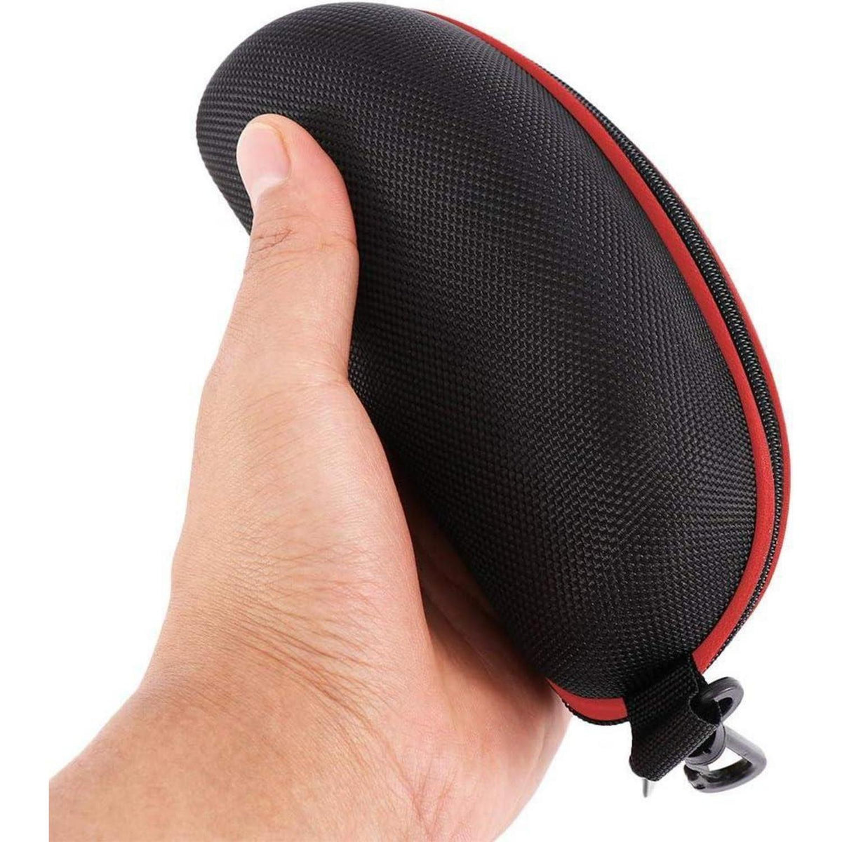 3er Set Brillenetui Hartschale mit Gürtelclip Schwarz Rot Blau