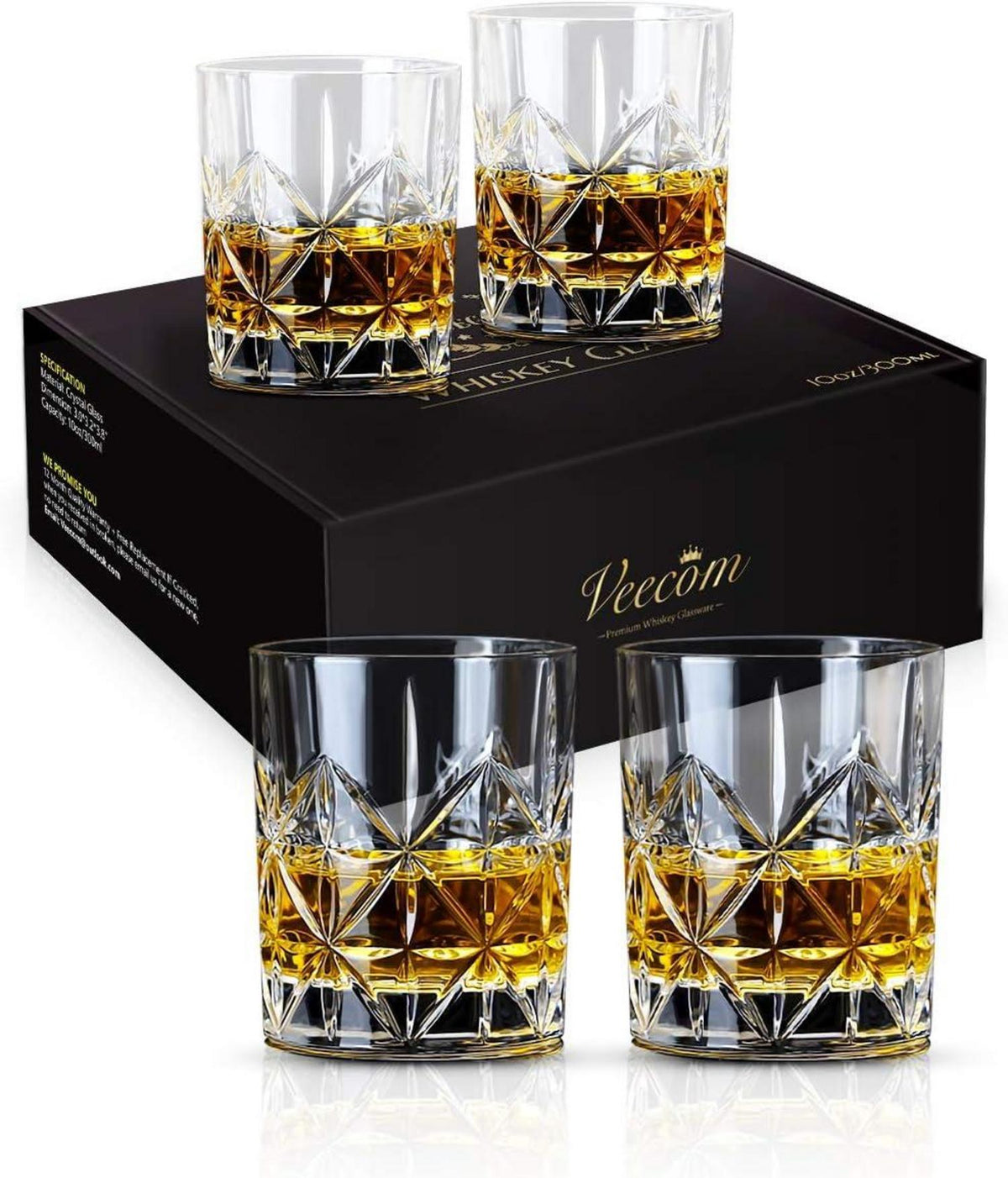 Whiskey Gläser 315ml Old Fashioned 4er Set Männergeschenke