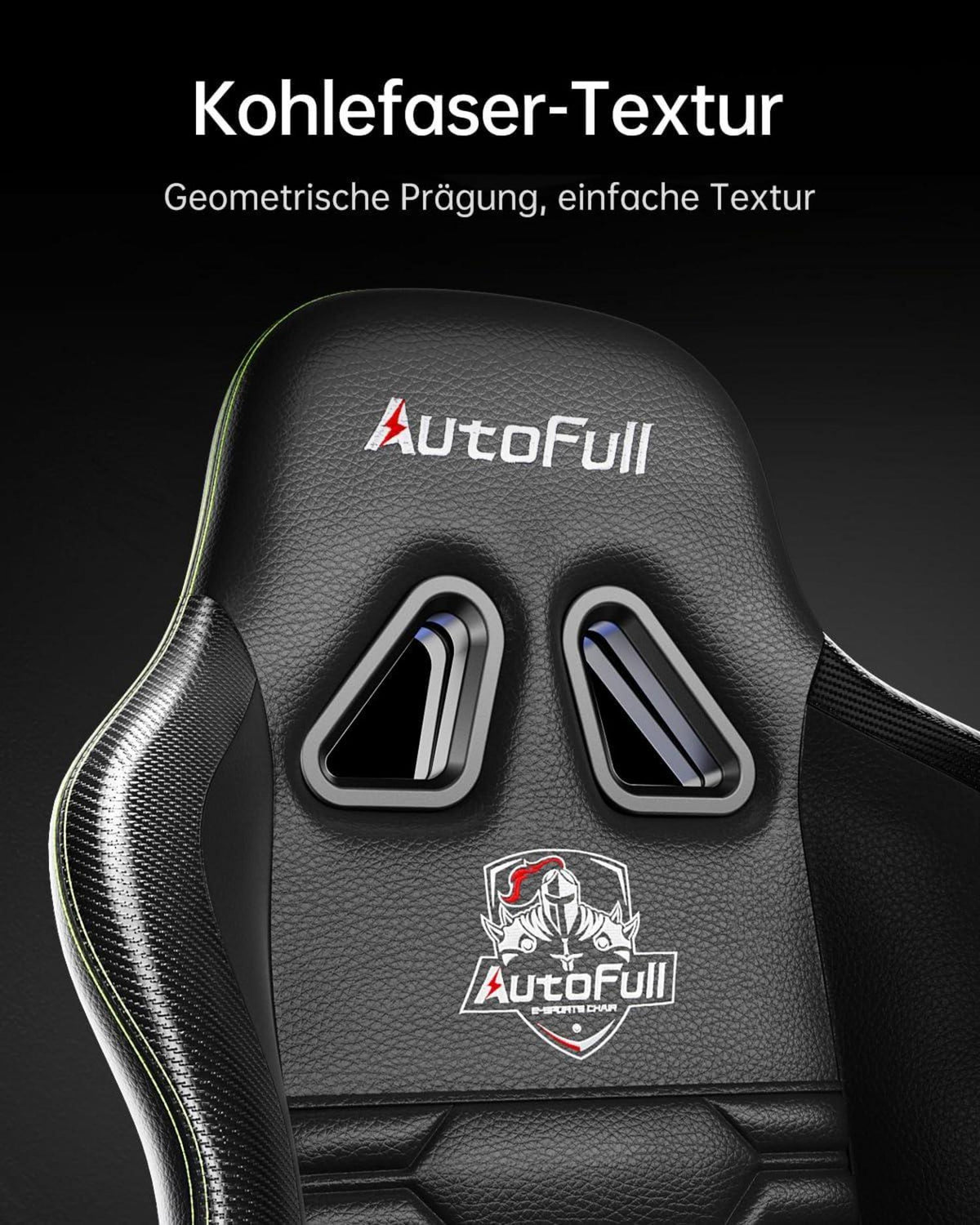 AutoFull Gaming-Stuhl ergonomisch PU-Leder Sitzhöhe verstellbar Schwarz
