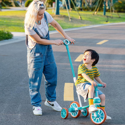 KORIMEFA 4 in 1 Laufrad Kinderdreirad Lauffahrrad Grün mit