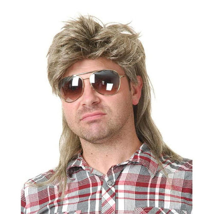 Blonde 80er Mullet Perücke Herren Lang Synthetische Haare Halloween