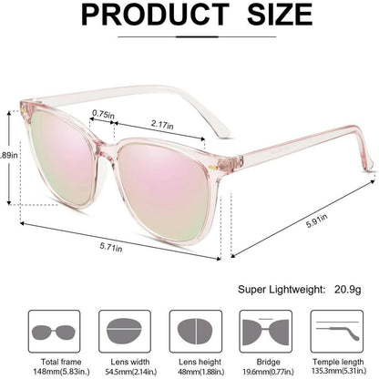 Große Damen Sonnenbrille polarisiert UV400 quadratisch Pink