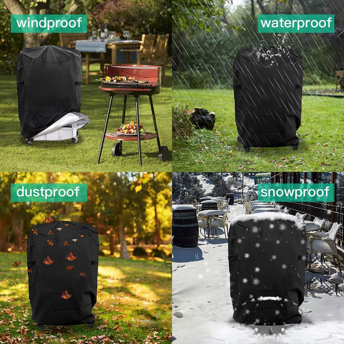 Grillabdeckung 210D Oxford Wetterfest Windsicher (77 x