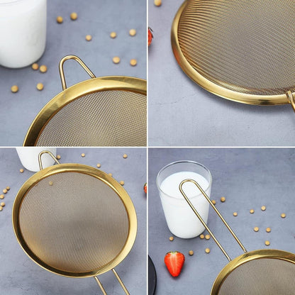 Edelstahl Gold Mesh Sieb Set